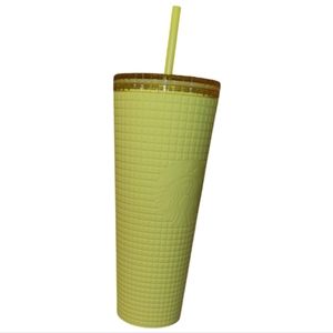 NWT 2023 Meadow Yellow grid soft touch Starbucks Venti Tumbler
